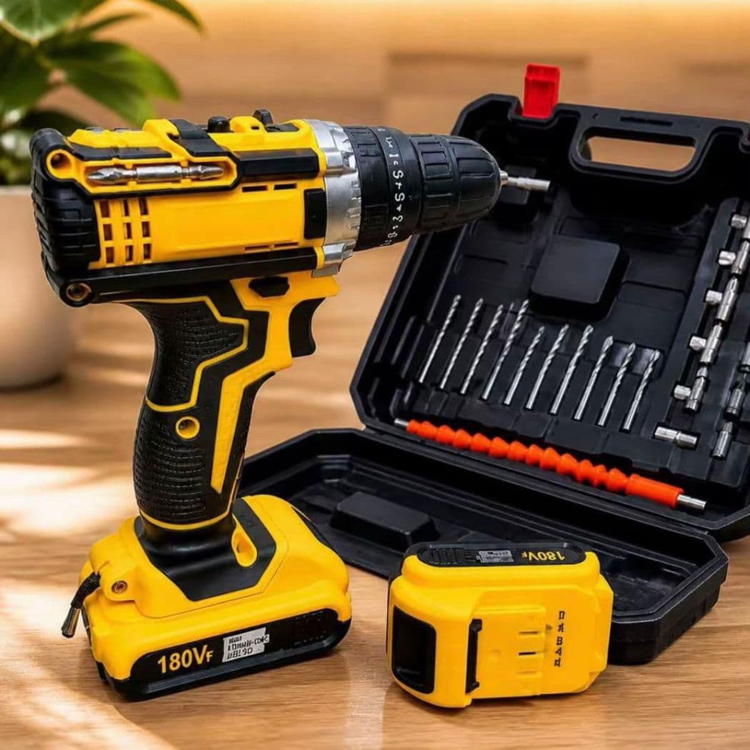TALADRO INALÁMBRICO 180V + ACCESORIOS
