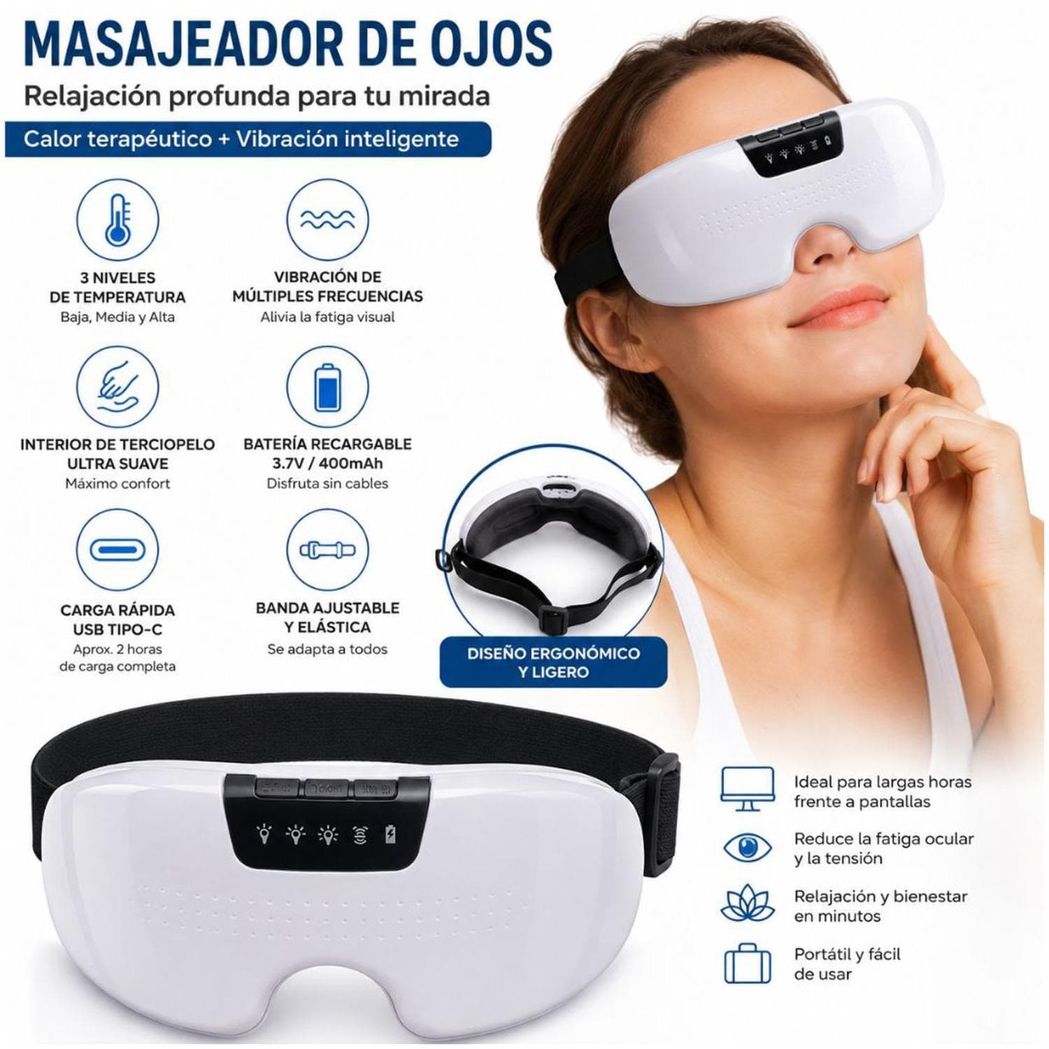 MASAJEADOR DE OJOS ELÉCTRICO RECARGABLE
