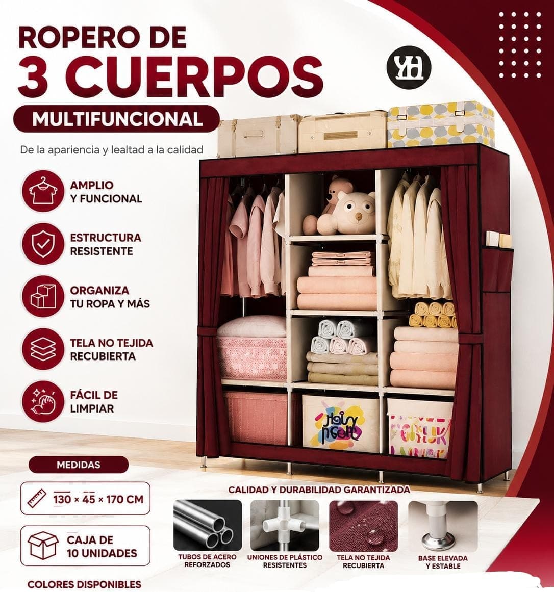 ROPERO ARMABLE  DE 3 CUERPOS - CÓDIGO 637