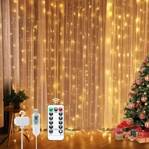 CORTINA DE LUCES 3X3 ÁMBAR