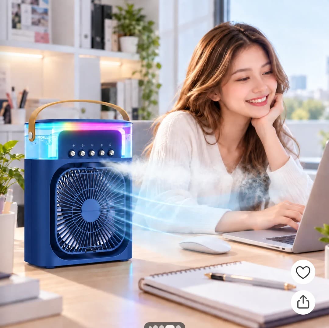 VENTILADOR ENFRIADOR CON HUMIDIFICADOR Y LUCES LED