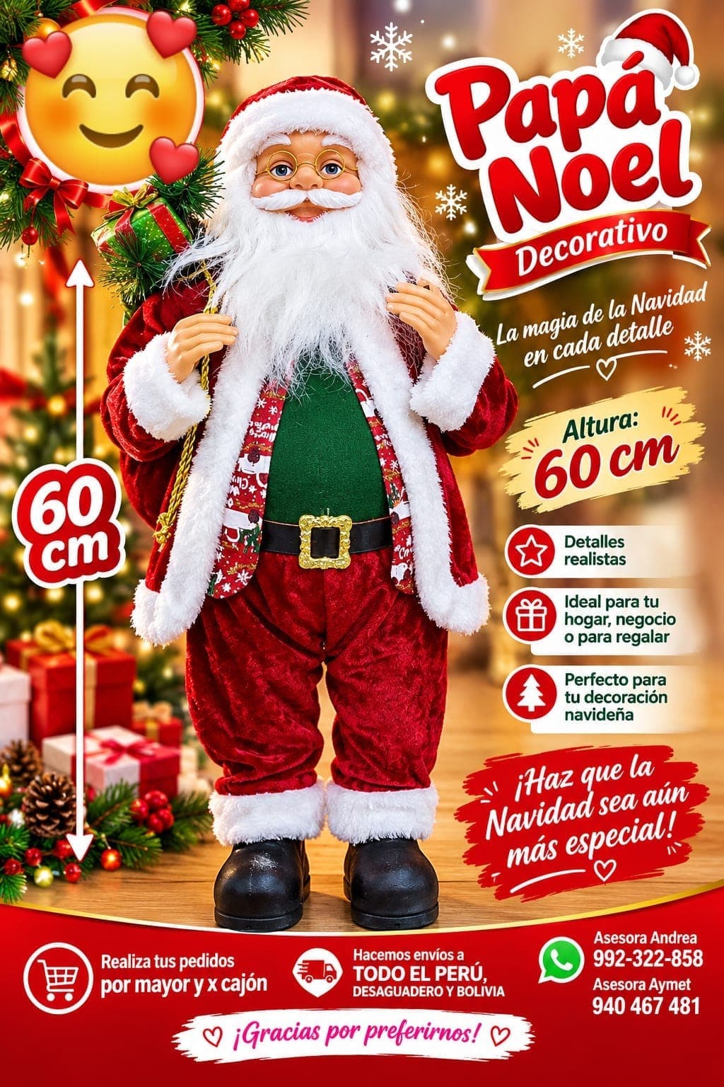 PAPÁ NOEL GRANDE - 60 CM